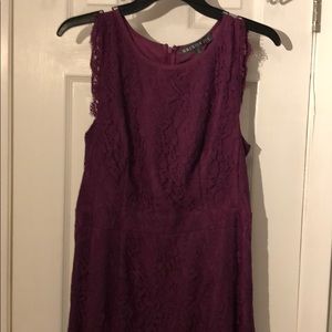 Deep purple lace mid length dress